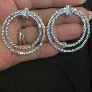 Elegant Silver Sparkly Hoop Earrings